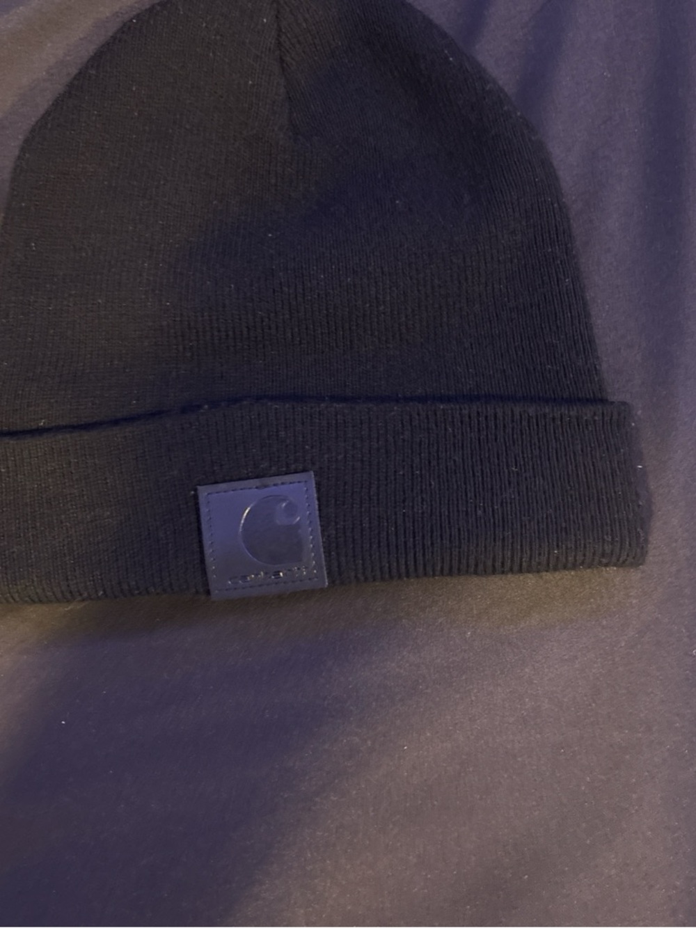 Carhartt Black Rib Knit Beanie with Patch